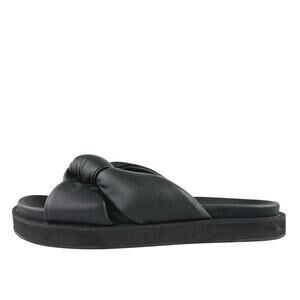 MNG Mango Women's Black Knot Slip On Platform Flats Mules Sandals Size 39 US 8.5